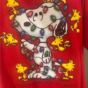 Vintage Christmas Snoopy Delta Pro Weight Red Cotton T-Shirt